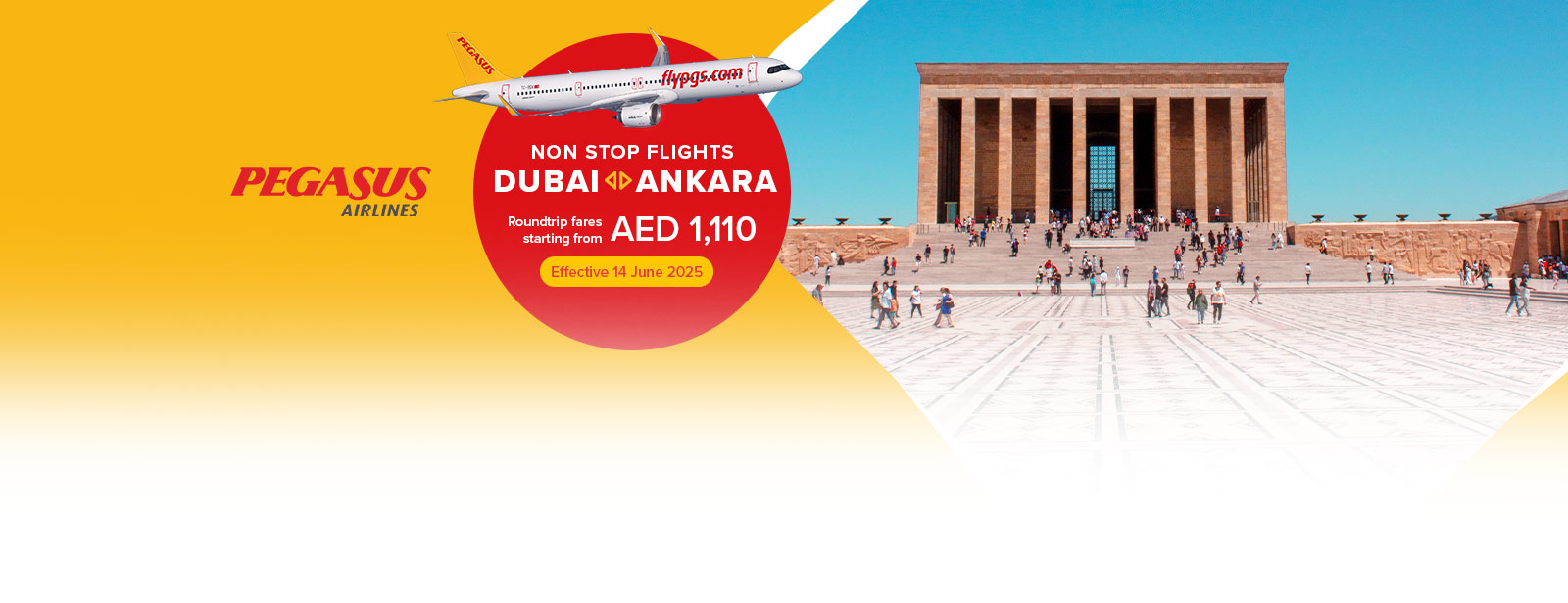 Pegasus Airlines Dubai to Ankara v.v.